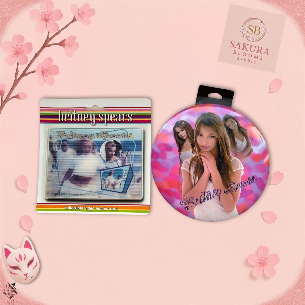 Britney Spears Vintage Lot Motion Video Card & Button Pin 2000s Y2K Pop Star